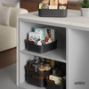 image:imageUmbra Bellwood Stackable Bins Medium 11x7Inch WhiteNatural  Removable dividers integrated handles pantry and cabinet storage recycled plastic and woodBlackWalnut