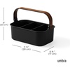 image:imageUmbra Bellwood Stackable Bins Medium 11x7Inch WhiteNatural  Removable dividers integrated handles pantry and cabinet storage recycled plastic and woodBlackWalnut