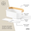 image:imageUmbra Bellwood Stackable Bins Medium 11x7Inch WhiteNatural  Removable dividers integrated handles pantry and cabinet storage recycled plastic and woodNaturalWhite