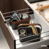 image:imageUmbra Bellwood Stackable Bins Medium 11x7Inch WhiteNatural  Removable dividers integrated handles pantry and cabinet storage recycled plastic and woodBlackWalnut