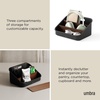 image:imageUmbra Bellwood Utensil Holder Kitchen Storage Organizer WhiteNatural  Three tier compartments removable dividers compact countertop fit recycled plasticBlackWalnut
