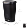 image:imageUmbra Brim 13 Gallon Trash Can with Lid Kitchen Garbage Can BlackNickel  Stainless steel foot pedal soft close mechanism concealed bag ring durable and sturdy easy wipe clean