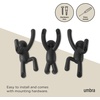 image:imageUmbra Buddy Wall Hooks Decorative Wall Mount Coat Hooks Set of 3 Black  Easy install with hardware holds 5lbs per hook entryway bedroom bathroom dorm playful hanging storage recycled plasticBlack
