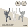 image:imageUmbra Buddy Wall Hooks Decorative Wall Mount Coat Hooks Set of 3 Black  Easy install with hardware holds 5lbs per hook entryway bedroom bathroom dorm playful hanging storage recycled plasticGray