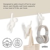 image:imageUmbra Buddy Wall Hooks Decorative Wall Mount Coat Hooks Set of 3 Black  Easy install with hardware holds 5lbs per hook entryway bedroom bathroom dorm playful hanging storage recycled plasticWhite