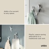 image:imageUmbra Buddy Wall Hooks Decorative Wall Mount Coat Hooks Set of 3 Black  Easy install with hardware holds 5lbs per hook entryway bedroom bathroom dorm playful hanging storage recycled plasticWhite