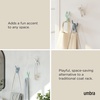 image:imageUmbra Buddy Wall Hooks Decorative Wall Mount Coat Hooks Set of 3 Black  Easy install with hardware holds 5lbs per hook entryway bedroom bathroom dorm playful hanging storage recycled plasticWhiteMintBlue