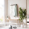 image:imageUmbra Flip Coat Rack Wall Mount 8Hook Space Saving White  Real wood and steel build retractable hooks fold flat holds coats bags and scarves easy installDriftwoodNickel