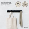 image:imageUmbra Flip Coat Rack Wall Mount 8Hook Space Saving White  Real wood and steel build retractable hooks fold flat holds coats bags and scarves easy installBlackBlack