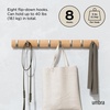 image:imageUmbra Flip Coat Rack Wall Mount 8Hook Space Saving White  Real wood and steel build retractable hooks fold flat holds coats bags and scarves easy installNaturalNickel