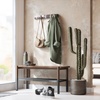 image:imageUmbra Flip Coat Rack Wall Mount 8Hook Space Saving White  Real wood and steel build retractable hooks fold flat holds coats bags and scarves easy installEspressoNickel