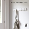 image:imageUmbra Flip Coat Rack Wall Mount 8Hook Space Saving White  Real wood and steel build retractable hooks fold flat holds coats bags and scarves easy installWhiteNickel