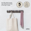 image:imageUmbra Flip Coat Rack Wall Mount 8Hook Space Saving White  Real wood and steel build retractable hooks fold flat holds coats bags and scarves easy installDriftwoodNickel