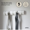 image:imageUmbra Flip Coat Rack Wall Mount 8Hook Space Saving White  Real wood and steel build retractable hooks fold flat holds coats bags and scarves easy installWhiteNickel