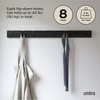 image:imageUmbra Flip Coat Rack Wall Mount 8Hook Space Saving White  Real wood and steel build retractable hooks fold flat holds coats bags and scarves easy installBlackBlack