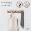 image:imageUmbra Flip Coat Rack Wall Mount 8Hook Space Saving White  Real wood and steel build retractable hooks fold flat holds coats bags and scarves easy installNatural