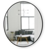 image:imageUmbra Hub Round Wall Mirror Rubber Frame Bathroom Mirror 37Inch Black  Boosts natural and artificial light includes picture hanging wire easy to install for high traffic areasBlack