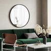 image:imageUmbra Hub Round Wall Mirror Rubber Frame Bathroom Mirror 37Inch Black  Boosts natural and artificial light includes picture hanging wire easy to install for high traffic areasBlack