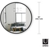 image:imageUmbra Hub Round Wall Mirror Rubber Frame Bathroom Mirror 37Inch Black  Boosts natural and artificial light includes picture hanging wire easy to install for high traffic areasBlack