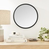 image:imageUmbra Hub Round Wall Mirror Rubber Frame Bathroom Mirror 37Inch Black  Boosts natural and artificial light includes picture hanging wire easy to install for high traffic areasBlack