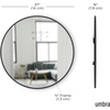 image:imageUmbra Hub Round Wall Mirror Rubber Frame Bathroom Mirror 37Inch Black  Boosts natural and artificial light includes picture hanging wire easy to install for high traffic areasBlack