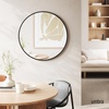 image:imageUmbra Hub Round Wall Mirror Rubber Frame Bathroom Mirror 37Inch Black  Boosts natural and artificial light includes picture hanging wire easy to install for high traffic areasBlack