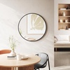 image:imageUmbra Hub Round Wall Mirror Rubber Frame Bathroom Mirror 37Inch Black  Boosts natural and artificial light includes picture hanging wire easy to install for high traffic areasBlack