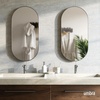 image:imageUmbra Hubba Pill Wall Mirror  Full Length Mirror with Slim Brass Frame Modern Elongated Oval Design for Bedroom Living Room amp EntrywayTitanium