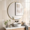 image:imageUmbra Hubba Round Wall Mirror Circle Decor Mirror 34Inch Brass  Metallic frame glass construction reflects light to brighten enlarges small rooms