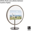 image:imageUmbra Infinity Picture Frame Floating Photo Display for Desk or Wall 5X7 MAT BRASPewter