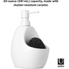 image:imageUmbra Joey Liquid Soap Dispenser Ceramic with Sponge Caddy Black  Heavy base for stability one handed operation kitchen and bathroom use includes scrub pad low profile designWhite