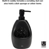 image:imageUmbra Joey Liquid Soap Dispenser Ceramic with Sponge Caddy Black  Heavy base for stability one handed operation kitchen and bathroom use includes scrub pad low profile designBlack