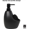 image:imageUmbra Joey Liquid Soap Dispenser Ceramic with Sponge Caddy Black  Heavy base for stability one handed operation kitchen and bathroom use includes scrub pad low profile designBlack