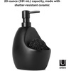 image:imageUmbra Joey Liquid Soap Dispenser Ceramic with Sponge Caddy Black  Heavy base for stability one handed operation kitchen and bathroom use includes scrub pad low profile designBlack