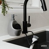 image:imageUmbra Joey Liquid Soap Dispenser Ceramic with Sponge Caddy Black  Heavy base for stability one handed operation kitchen and bathroom use includes scrub pad low profile designCharcoal