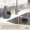 image:imageUmbra Joey Liquid Soap Dispenser Ceramic with Sponge Caddy Black  Heavy base for stability one handed operation kitchen and bathroom use includes scrub pad low profile designCharcoal