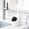 image:imageUmbra Joey Liquid Soap Dispenser Ceramic with Sponge Caddy Black  Heavy base for stability one handed operation kitchen and bathroom use includes scrub pad low profile designWhite
