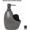 image:imageUmbra Joey Liquid Soap Dispenser Ceramic with Sponge Caddy Black  Heavy base for stability one handed operation kitchen and bathroom use includes scrub pad low profile designCharcoal