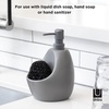 image:imageUmbra Joey Liquid Soap Dispenser Ceramic with Sponge Caddy Black  Heavy base for stability one handed operation kitchen and bathroom use includes scrub pad low profile designCharcoal