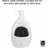 image:imageUmbra Joey Liquid Soap Dispenser Ceramic with Sponge Caddy Black  Heavy base for stability one handed operation kitchen and bathroom use includes scrub pad low profile designWhite