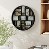 image:imageUmbra Luna Collage Picture Frame Holds Nine 4x6 Photos Large 22Inch Diameter Black  Circular wall display solid backing for easy changes includes two sawtooth hangers recycled plasticBlack