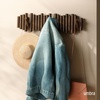 image:imageUmbra Picket Coat Rack Wall Mount 5 FlipDown Coat Hooks Natural  Beveled pine wood dowels supports up to 5 lbs mounting hardware included space savingWalnut
