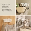 image:imageUmbra Picket Coat Rack Wall Mount 5 FlipDown Coat Hooks Natural  Beveled pine wood dowels supports up to 5 lbs mounting hardware included space savingWhite