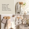 image:imageUmbra Picket Coat Rack Wall Mount 5 FlipDown Coat Hooks Natural  Beveled pine wood dowels supports up to 5 lbs mounting hardware included space savingNatural