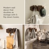 image:imageUmbra Picket Coat Rack Wall Mount 5 FlipDown Coat Hooks Natural  Beveled pine wood dowels supports up to 5 lbs mounting hardware included space savingWalnut