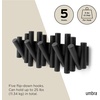 image:imageUmbra Picket Coat Rack Wall Mount 5 FlipDown Coat Hooks Natural  Beveled pine wood dowels supports up to 5 lbs mounting hardware included space savingBlack