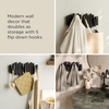 image:imageUmbra Picket Coat Rack Wall Mount 5 FlipDown Coat Hooks Natural  Beveled pine wood dowels supports up to 5 lbs mounting hardware included space savingBlack
