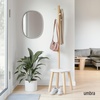 image:imageUmbra Pillar Coat Rack with Stool Freestanding 6 Hooks WhiteNatural  Rubberwood and metal construction spacesaving vertical design no tools assembly holds bags or plants