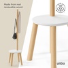image:imageUmbra Pillar Coat Rack with Stool Freestanding 6 Hooks WhiteNatural  Rubberwood and metal construction spacesaving vertical design no tools assembly holds bags or plants
