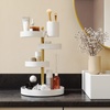 image:imageUmbra Pirouette Cosmetic Organizer Rotating Makeup Storage WhiteBrass  Adjustable height layers easy wipe clean modern minimalist look fits any countertop or vanity plasticWhiteBrass